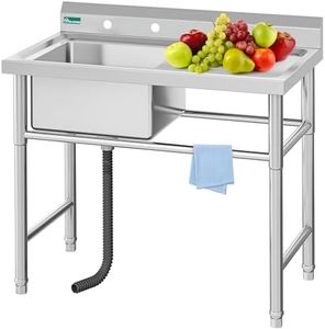 YITAHOME NSF Utility Sink Free Standing Single Bowl Kitchen Sink with Drainboard Stainless Steel Sink with Legs for Laundry Room Bathroom Farmhouse 39in