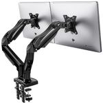 HUANUO Dual Monitor Stand for 13 to 32 Inch Screens, Dual Monitor Arm Desk Mount for Curved Flat Screens, Double Monitor Arm Support VESA 75 & 100 mm