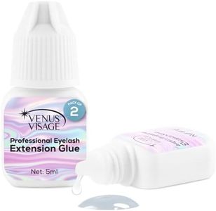 Venus Visage Clear Eye Lash Glue, Professional Eyelash Glue for Long-Term Lash Extensions, No Latex Quick Dry Adhesive, 5mL, 2 Pack