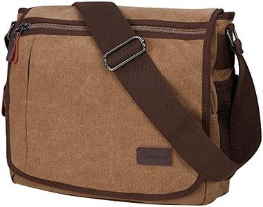 Modoker Messenger Bag for Men, 13 Inches Laptop Satchel Bags, Canvas Shoulder Bag with Bottle Pocket, Brown, Fits most 13-inch laptop, Vintage