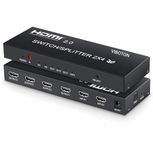 VIBOTON 2x4 HDMI2.0 Switch Splitter,2 in 4 Out HDMI Switcher with SPDIF Audio 3.5mm Selector, Support HD 4K, 3D, 1080P for HDTV Blu-Ray-Player Fire Stick Xbox etc.