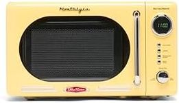 Nostalgia NRMO7YW6A Retro Compact Countertop Microwave Oven, 0.7 Cu. Ft. 700-Watts with LED Digital Display, Child Lock, Easy Clean Interior, Yellow