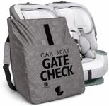 J.L. Childress DELUXE Gate Check Bag for Car Seats - Padded Backpack Straps - Fits ALL Car Seats - Gate Check Bag with Backpack Straps for Car Seats - Car Seat BackPack for Air Travel - Grey