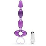 Lovehoney Purple Vibrating Anal Beads with Finger Loop and Tapered Tip - Waterproof - 6.5 inch