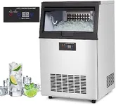 Garveehome Commercial Ice Maker Machine Stainless Steel Under Counter Ice Machine with Ice Storage Capacity, Ice Cube Adjustment, Freestanding Ice Maker, 90lbs/24H, (5 * 8 Ice Cube)