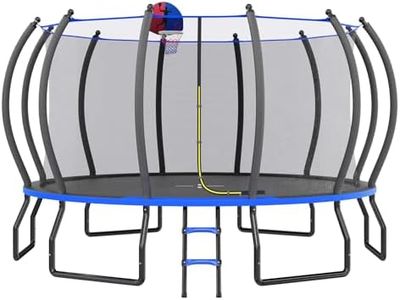 YUMPIE 8FT 10FT 12FT 14FT 16FT Outdoor Trampoline with Enclosure Net and Ladder, Recreational Trampolines for Kids and Adults, Quick Connect Frame, ASTM Approval
