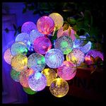 Fantes Solar String Light 30 LED 8 Modes Bubble Ball String Fairy Lights Outdoor Garden Patio Backyard Christmas Party Decoration Solar Lights (Multi Color, 21ft / 6.5m)