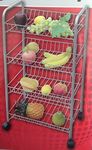 4-TIER STORAGE TROLLEY KITCHEN HOME ORGANISER METAL VEG FRUIT VEGETABLES NEW