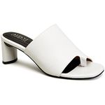 Alfani Womens Colyerrl Leather Block Heel Slide Sandals, White Leather, 10