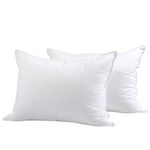 LUXTROUS 2 x Goose Feather Pillows Goose Down Pillow with Downproof Dual Layer Cover, 100% Cotton Shell Luxury Pillows - Soft Quality Feather Pillows 85% Goose Feather 15% Goose Down Pillows