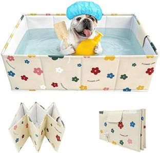 Foldable Dog Bathtub for Small to Medium Dogs & Cats, Collapsible Pet Bath Tub for Shower/Kitchen Sink, Thickened Insulated Base, Portable & Space-Saving Puppy Wash Basin, 27.5" x 15.7" x 9", Yellow