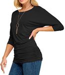 Made By Johnny MBJ WT822 Womens 3/4 Sleeve with Drape Top L Black