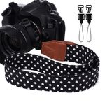 Eorefo Camera Strap Vintage Camera Neck Strap for Compact Digital Camera, Mirrorless Camera, Small DSLR Camera, Instant Camera.(Black)