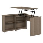 Bush Furniture Cabot 3 Position Sit to Stand Corner Bookshelf Desk, 52W, Ash Gray