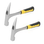 KEILEOHO 2 Pack 24Oz Rock Pick Hammer with Skid Handle, 30cm Alloy Steel Geologist Hammer, Drop Forged Masonry Brick Hammer with Frosted Black Pointed Tip and Shock Reduction Grip for Mining