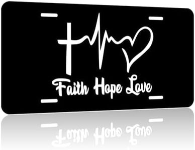 rzzlp License Plates Heartbeat Power is Faith,Hope,Love Decorative License Plates Cover Aluminum Novelty License Plate Decorative Cover for Men Women Car 6 X 12 Inch (4 Holes)