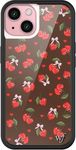 Wildflower Cases - Chocolate Cherries Case, Compatible with Apple iPhone 15 | Brown, Fruit, Cherries, Red, Trendy - Protective Black Bumper, 4ft Drop Test Certified, Women Owned Small Business