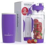 Infusion Pro 32 oz Fruit Infuser Water Bottle with Insulated Sleeve & 50 Recipe Fruit Infusion Water eBook : Bottom Loading, Large Water Infuser for More Flavor : Unique Gift Idea for Women