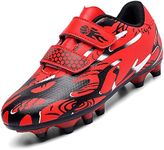 Unitysow Boys' Football Boots Kids Junior Professional Football Shoes Astro Turf Trainers Girls Outdoor Athletic Soccer Shoes Rugby Boots, Red, 11 US