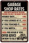 Shop Rates Sign Garage Rustic Wall 