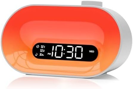 APUZOM Réveil Lumineux avec Eveil Lumière, Lampe de Réveil avec Simulateur d'Aube, 2 Alarmes, Snooze, 7 Sonneries, 30 Sons pour Dormir, Reveil Matin Lampe de Chevet 14 Couleurs pour Femme/Fille/Garçon