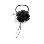 Palotay Flower Choker Necklace Black Velvet Flower Choker Rose Choker Big Flower Collar Choker Necklace Flower Long Velvet Choker for Women Bride Wedding Party Summer Necklaces, velvet, cloth,