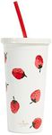 Kate Spade New York Insulated Tumbler with Reusable Straw, 20 Ounce Acrylic Travel Cup with Lid, Strawberries