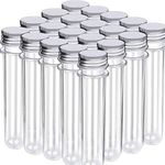 ZHIHU 20 Pack Science Party Test Tubes 25x140mm,Clear Plastic Test Tubes Gumball Candy Tubes, Bath Salt Vials Christmas Birthday Gifts (40 ml)