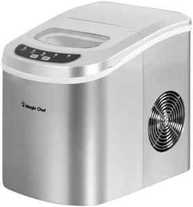 Magic Chef MCIM22SV Portable Silver Countertop Ice Maker, A Highly Efficient Ice Machine Ideal for The Kitchen, Makes 27 Pounds of Ice Per Day