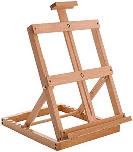 U.S. Art Supply Venice Heavy Duty Tabletop Wooden H-Frame Studio Easel - Artists Adjustable Beechwood Painting and Display Easel, Holds Up to 23" Canvas, Portable Sturdy Table Desktop Holder Stand