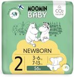 Moomin Baby Newborn Eco Diapers Size 2, 3-6 kg, 56 Premium Diapers with Moisture Indicator | Soft and Skin-Friendly, No Unnecessary Chemicals |