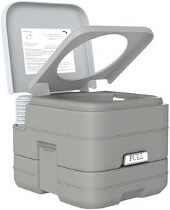 HOMCOM 10L Portable Toilet for Adults, Outdoor Camping Toilet with 2 Detachable Tanks & Push-Button Operation, Compact Outdoor Travel Potty Loo with Lid, Seat for Fishing, Hiking, Picnic, Grey