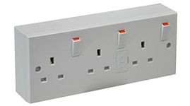 White Triple Switched Socket with Back Box