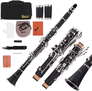 Mowind Clarinet Bb Flat 17 Keys Beginner Student Clarinet Woodwind Instrument with 2 Barrels Carry Case Clarinet Cleaning Kit