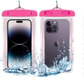 Waterproof Phone Pouch,IP8X Universal Waterproof Phone Case for iPhone 15 14 13 12 11 Pro,Huawei P60 Mate, Waterproof Bag for Beach, Travel, Pool, Kayak,Diving. (Pink)