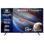 SANSUI 165cm (65) 4K QLED Google TV with Dolby Vision, HDR10+, Dolby Atmos Sound with Tweeters, HSR 120Hz, MEMC, 30W Surround Sound, FloLED Panel JSW65UG23Q (Black)