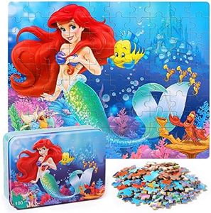 LELEMON Pretty Puzzles for Kids Ages 4-8,100 Piece Puzzles for Kids,Educational Kids Puzzles Jigsaw Puzzles in a Metal Box,Childrens Puzzles 100 Piece Puzzle Games Puzzle Toys for Girls and Boys