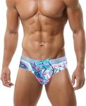 Panegy Men's Sexy Swim Underwear Briefs Fashion Board Shorts Stretchy Swimsuit Boyshorts, Digital Prints, Medium