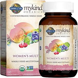 Garden of Life Organic Multivitamin for Women, mykind Organics Womens Multi with Vitamin C, D, Folate, B6, B12, Biotin, Iron, Vegan Whole Food Vitamins for Women, Energy, Skin, Nails, 60 Tablets