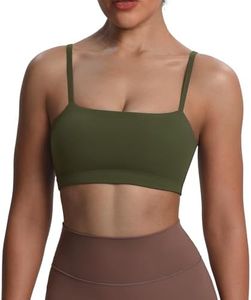 Aoxjox Women's Workout Bandeau Bras Training Fitness Running Yoga Crop Tank (Olive Green, Small)