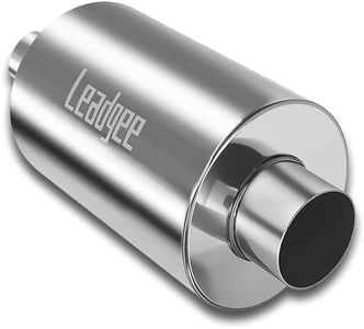 Leadgee 1141 2.5" Inlet & Outlet Ultra Quiet Resonator,13.8" Overall Length Center Straight Through 304 Stainless Steel Exhaust Muffler,2.5 inch Inlet Universal Performance Resonator Muffler