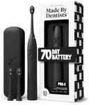 Made by Dentists PRO‑X Sonic Electric Toothbrush for Adults – 70‑Day Battery on One Charge, Dentist‑Designed Whitening Rechargeable Toothbrush, 3 Brush Heads & Travel Case, 3 Modes, Black