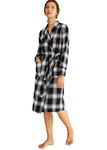 Latuza Women's Cotton Flannel Robe, Black, XX-Large Plus