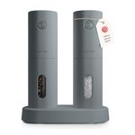 LARS NYSØM Electric Salt and Pepper Grinder Set I Automatic Salt and Pepper Mills with Adjustable Ceramic Grinder I USB Rechargeable Electric Spice Grinder Set (Matt Grey)