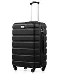 COOLIFE 28 Inch Large Suitcase for Checked Luggage, Business Trip, ABS+PC, Lightweight Hard Shell Luggage with 360°Rubber Spinner Wheels, YKK Zipper, Telescopic Handle, TSA Lock, Black