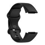 MASKED® Silicone Wrist Band Strap compatible with Fitbit Charge 5 / Charge 6 with Flexible Buckle (Large, Black)