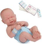 (First Tear- Real Boy) - La Newborn Boutique - Realistic 36cm Anatomically Correct Real Boy Baby Doll - All Vinyl "First Tear" Designed by Berenguer - Made in Spain