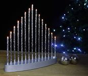 Marco Paul Christmas Thin Pipe Candle Bridge Arch - 15 White LED Light Battery Candle - Festival Accessories for Table Centrepiece, Window and Christmas Bridge Candle Light-Up Xmas Decor (Silver)