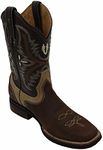 Dona Michi Men genuine cowhide leather square toe western cowboy boots Brown 7.5