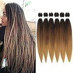 Pre-stretched Braiding Hair 6 Packs Easy Braid 26" Professional Corchet Braids Yaki Texture braiding Hair Extensions(1b/30/27,6packs)